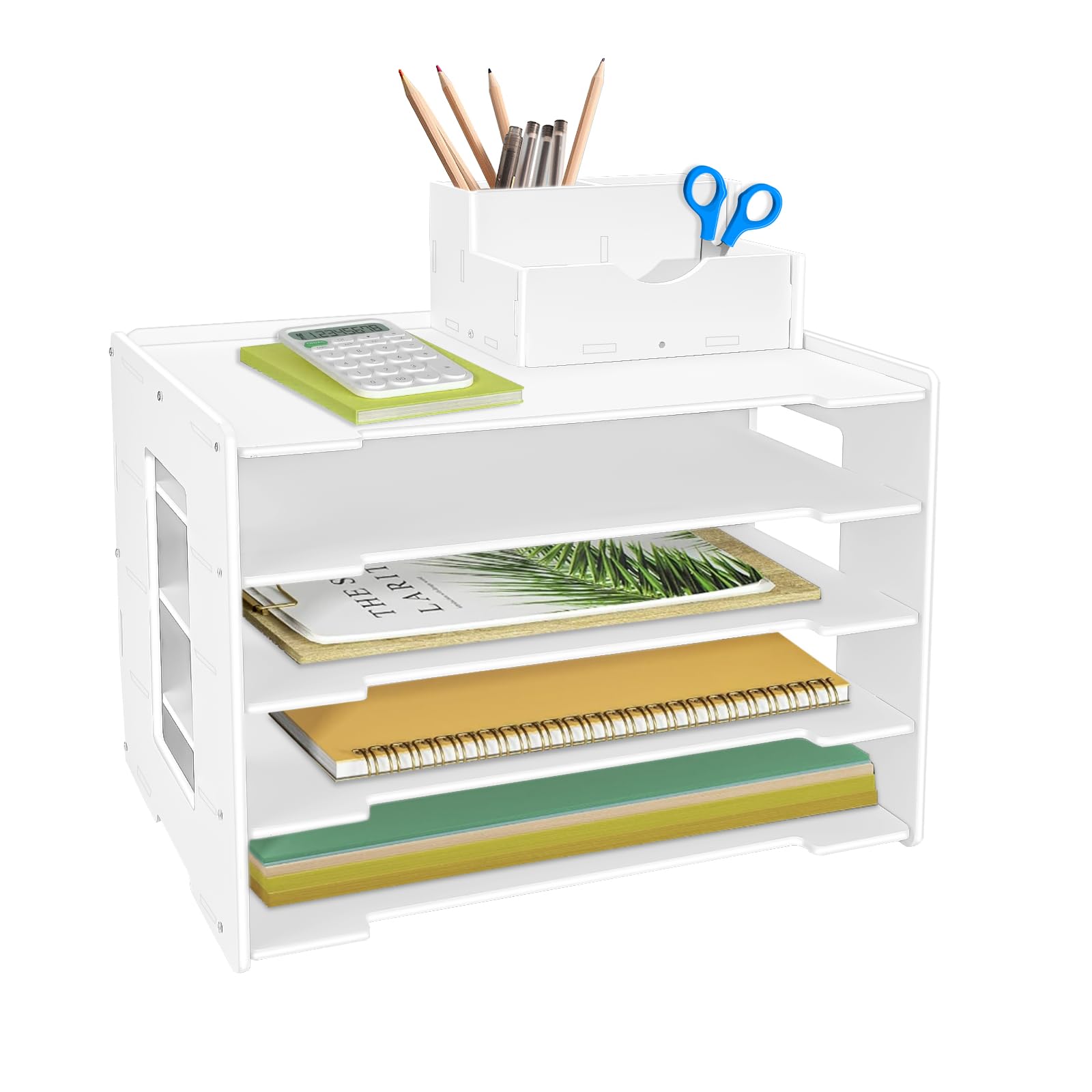 Paper Organizer for Desk, White Paper Holder, Paper Tray, File Organizer for Desks, Desks Accessories, Office Supplies