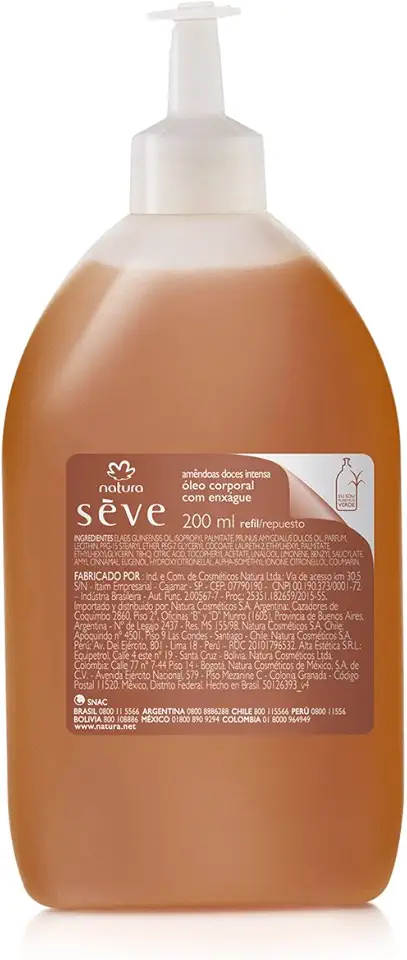 Refil Óleo Corporal Amêndoas Doces Intensa Natura Sève - 200ml