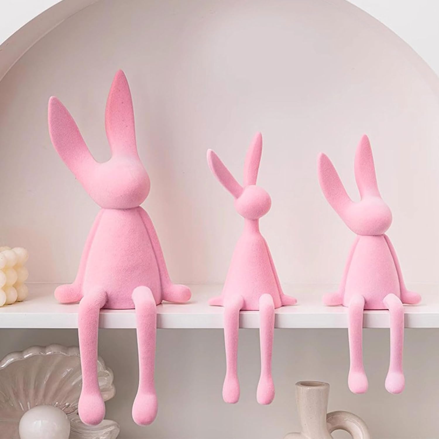 Felt Animal Sculpture Adorable Flocking Animal Figurine Decorative Statue Soft and Fine Craftsmanship for Shelves