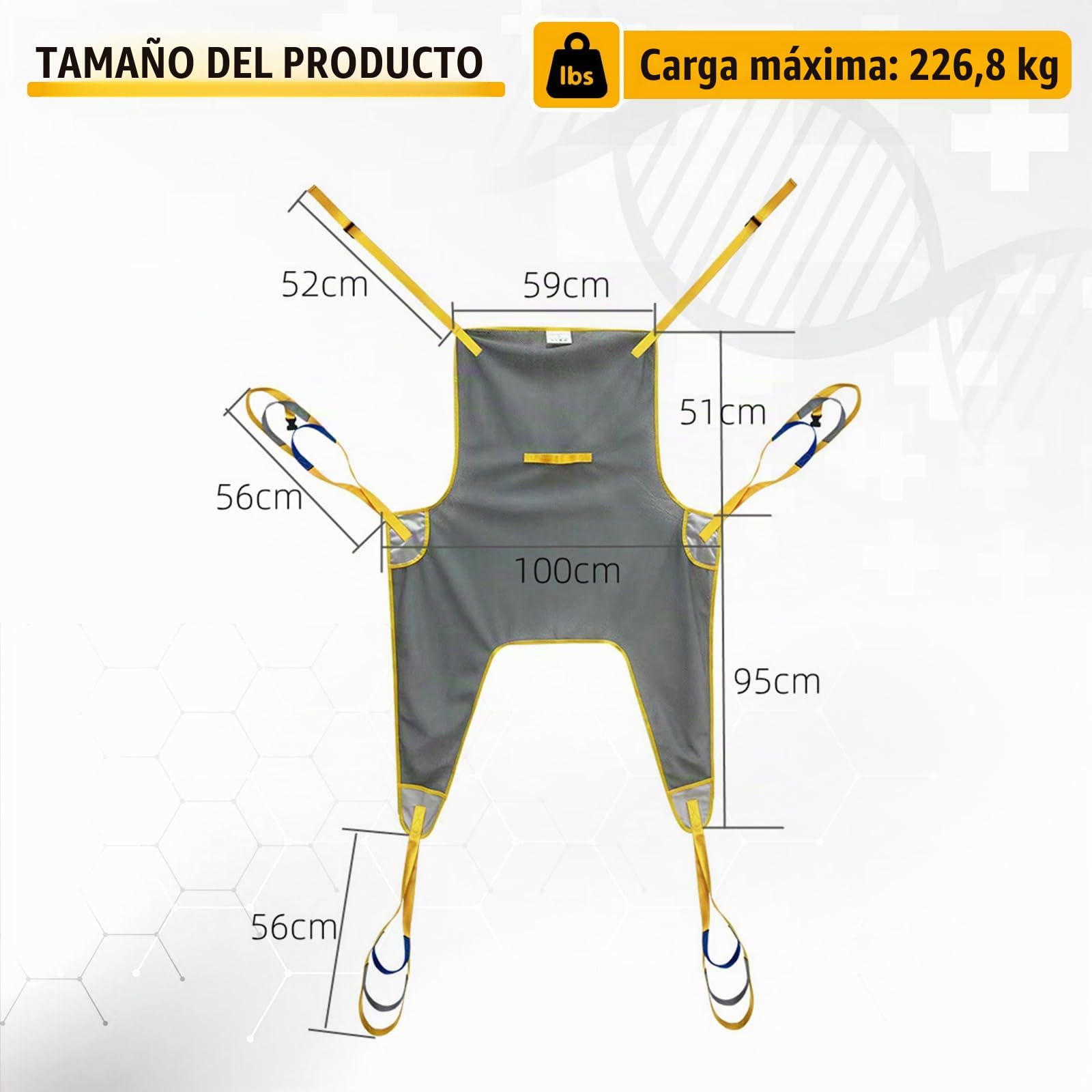 Cinturón de elevación para pacientes con espalda y parte de las piernas, correa de malla universal para el inodoro, transferencia para Elderly, correa de elevación para transferencia, posicionamiento
