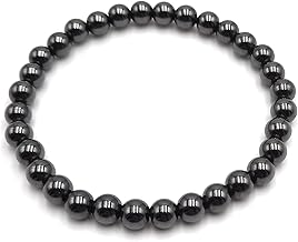 Bracelet Magnétite en Pierres Naturelles (aimant naturel) Qualité AAA | Taille personnalisée de 12 à 22 cm au choix | Perles rondes 6 mm | Création Artisanale Française