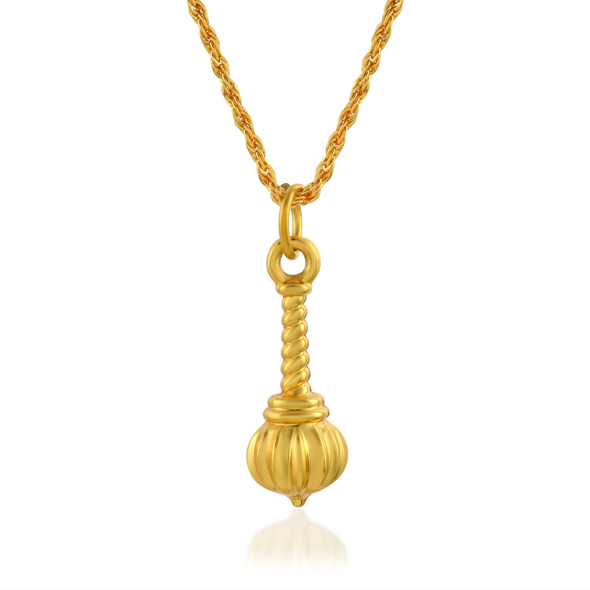 Gold Plated Brass Hanuman Ji Bajarangbali Gada Ghota Pendant With Chain Temple Jewellery For Unisex Adult-image-46