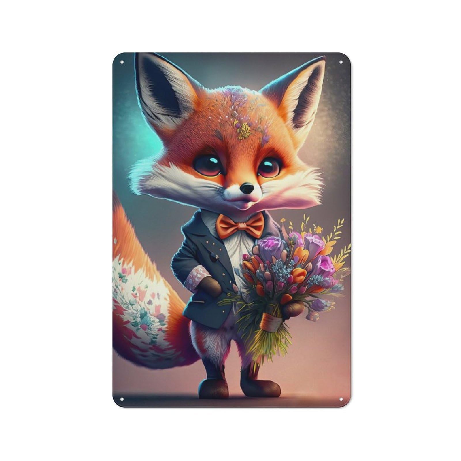 Romantic Fox Cottage Metal Wall Decor 30x20cm, Shed Metal Sign for Patio Bar, Workshop, Shed Or Kitchen