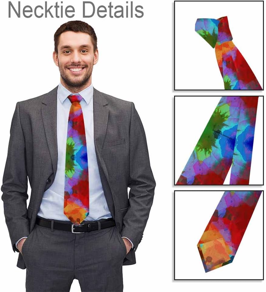 Black Dots Men's Neckties Retro Classic Circle Geometry Men's Tie for Mens Teens Business Work Casual Wedding Party