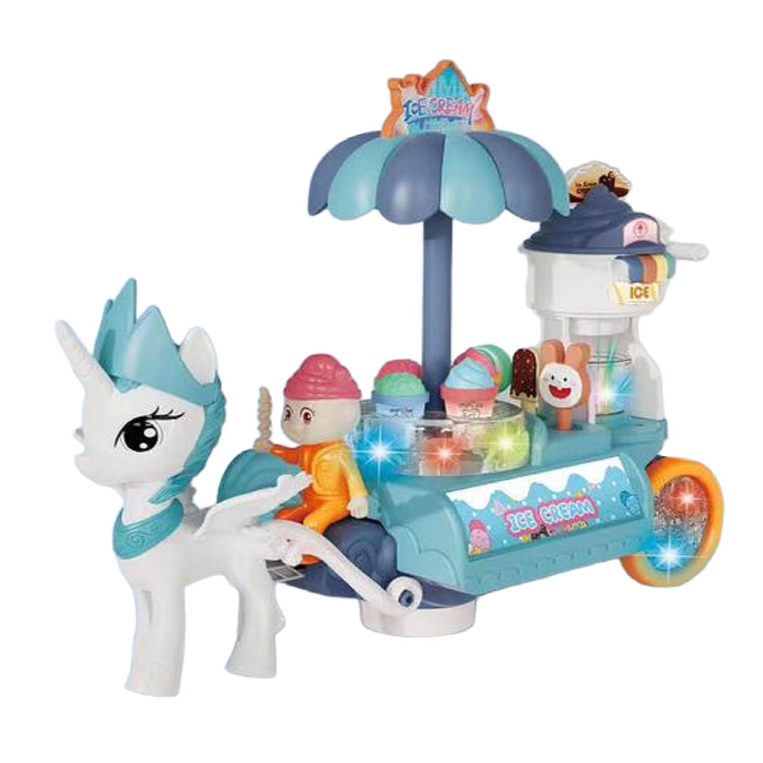 Amitasha Unicorn Ice Cream Cart Pretend Play Musical Trolley Toy Set for Kids with Colorful Flashing Lights and Music, for Girls (B0DG2MYB8X) Amazon Price History, Amazon Price Tracker