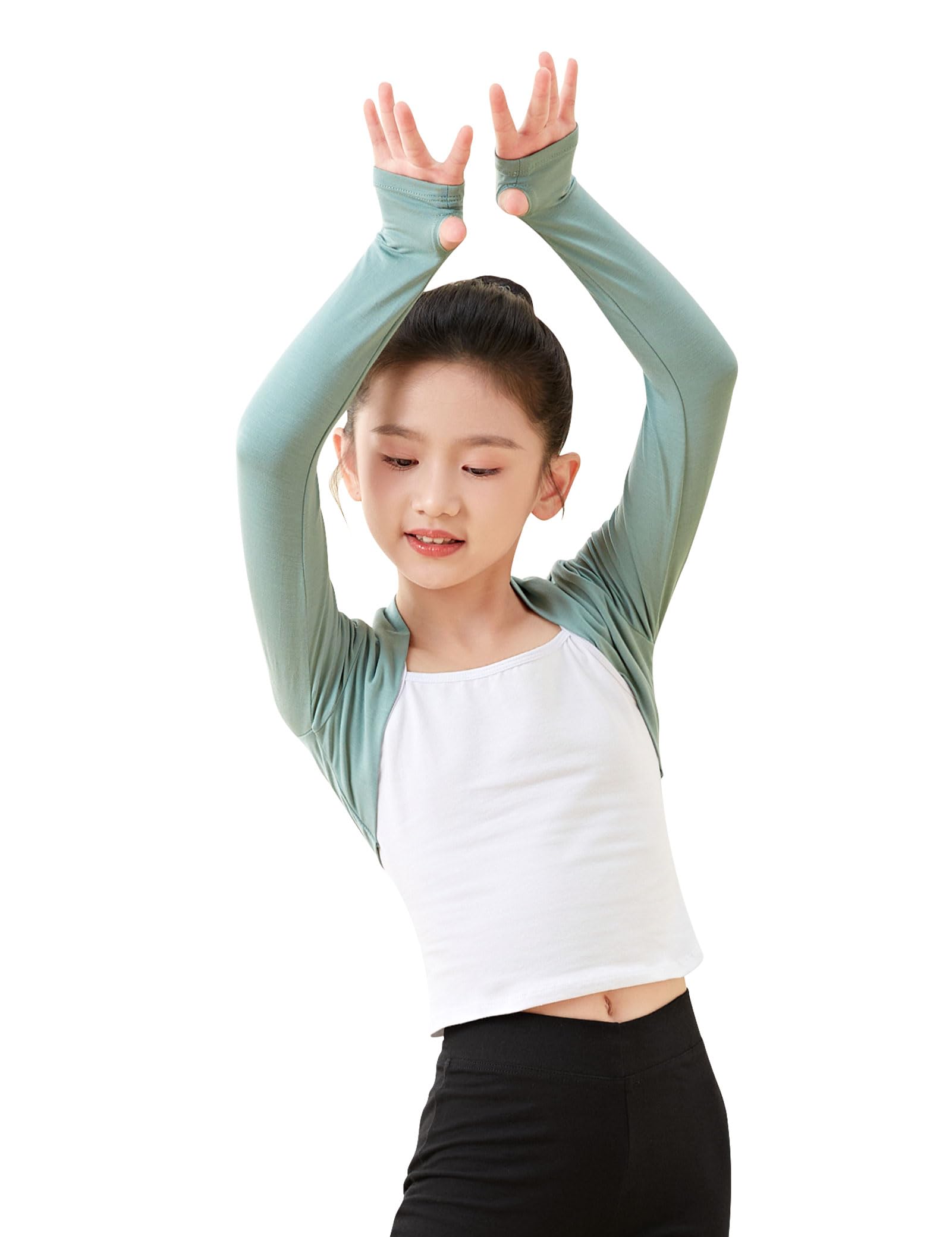 Dayrose Girls Ballet Shrug, Long Sleeve Girls Dance Top Over Leotards for Dance, Gymnastics