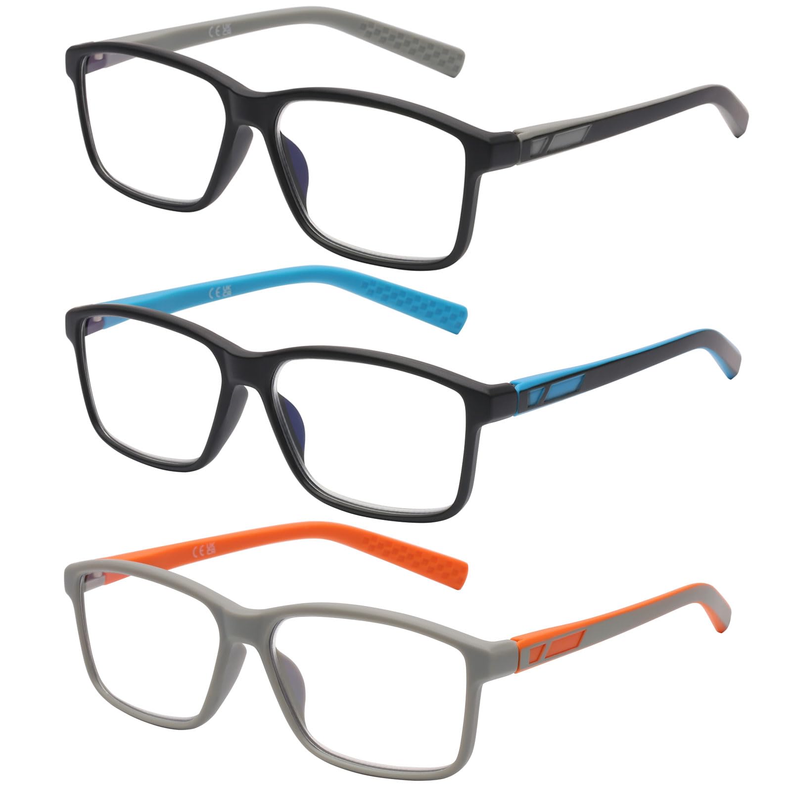 DOOViC 3 Pack Reading Glasses for Men Women Matte Texture Comfortable Lightweight Fashion Blue Light Blocking Readers 3.0 Strength