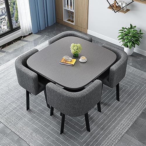 Mesa de negociación redonda compacta con sillas apilables para oficinas pequeñas, salas de reuniones, áreas de recepción, espacios comerciales, versátil juego de mesa cuadrada para ventas y eventos