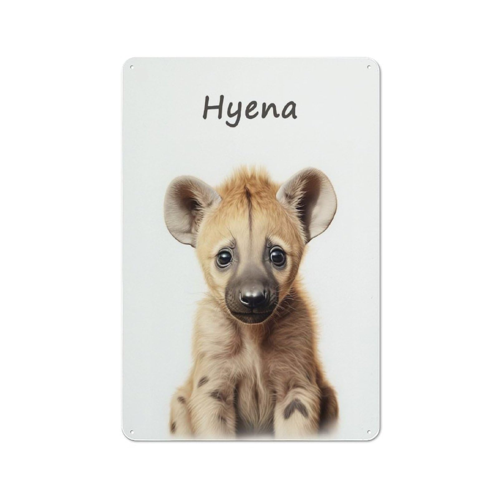 Junmoney Hyena Baby Warehouse Style Decorative Metal Plaque 30X20cm, Industrial Wall Decor For Loft, Studio, Office Or Creative Room