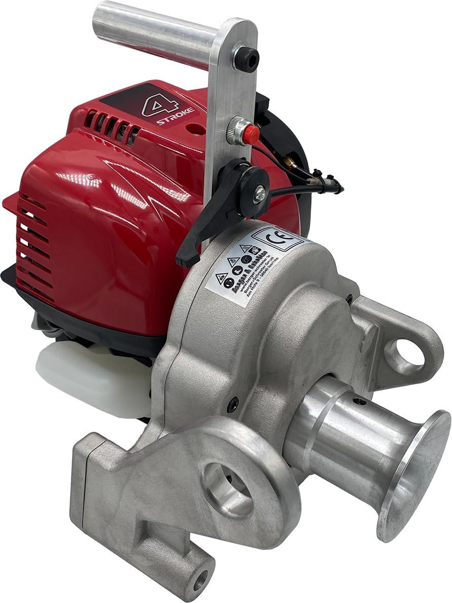 Berger + Schröter | Motor-Spillwinde mit 2 PS Motor, 47,9ccm, GX 50, Zugkraft von bis zu 1.000 kg, Forst Seilwinde, Motorwinde für Boot, Holz, Fahrzeug