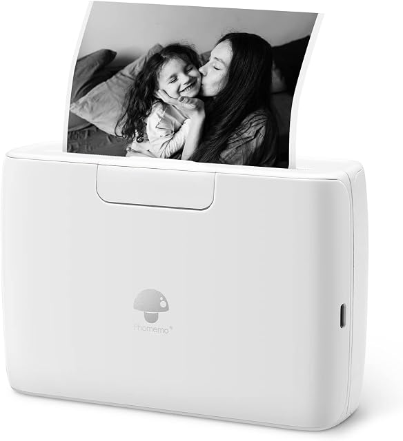 Phomemo M04S 110mm Portable Thermal Printer - Mini Thermal Bluetooth Printer, Support 53/80/110mm Printing Width, 304dpi, Compatible with iOS&Android, Ideal for Documents, Postages, Notes, Labels