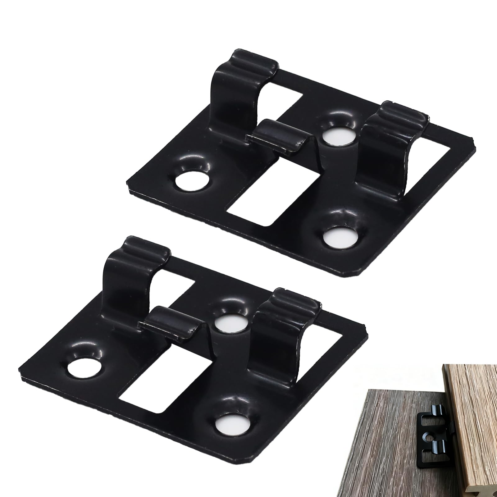 Clip per pavimento WPC, fissaggi nascosti in acciaio inox, adatti per piastrelle di pavimento WPC e BPC, fissaggi da pavimento facili da montare (100 clip, 100 viti, nero) (distanziamento 5mm altezza