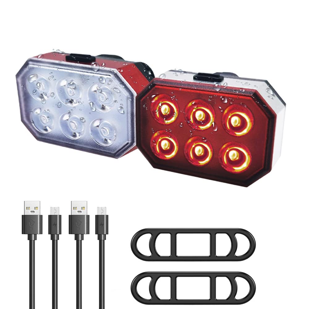 Luz de bicicleta recargable USB impermeable con 4 modos de brillo