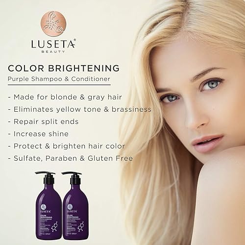 Miniatura 3 de Luseta - Juego de champú y acondicionador morado (16.9 onzas cada uno) y paquete de acondicionador morado (16.9 onzas)
