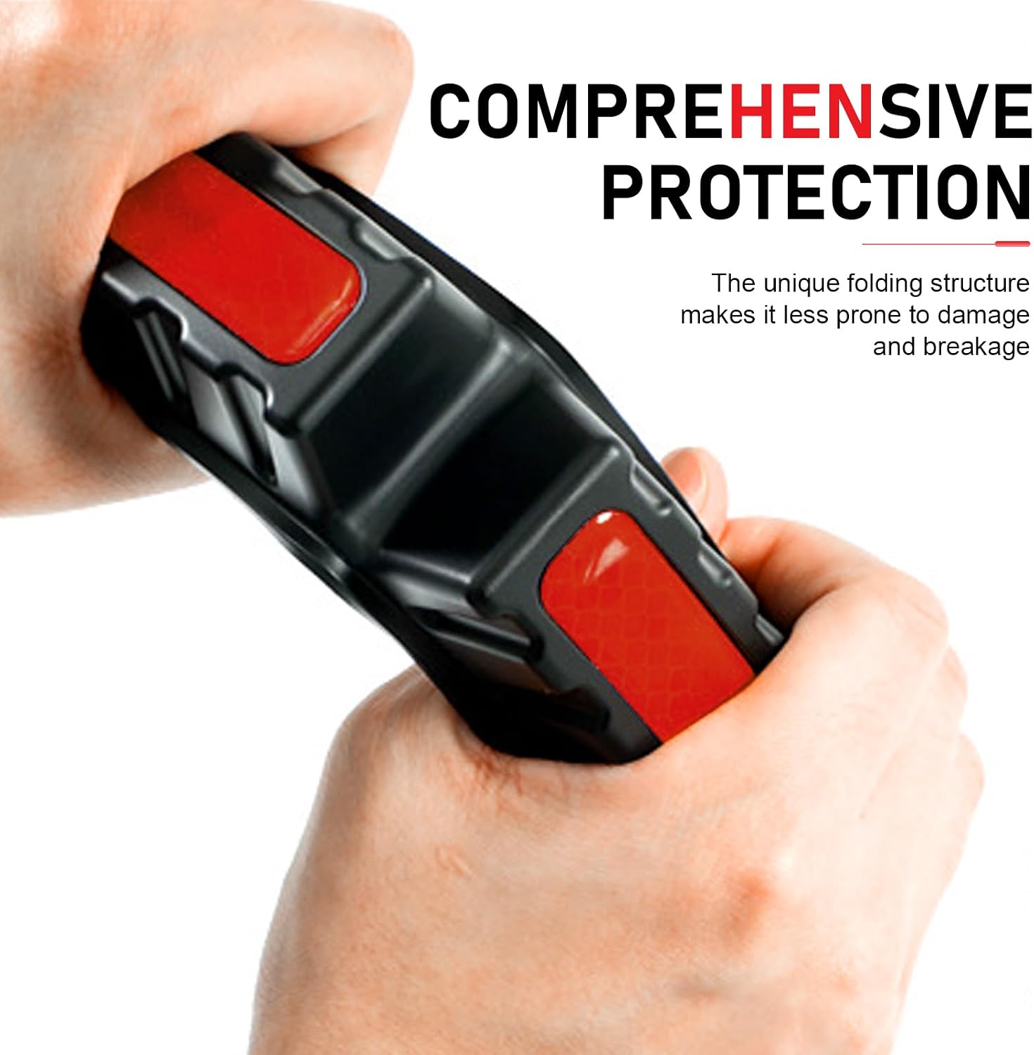 2PCS Car Bumper Guard Strip, Anti-Collision Anti-Scratch Car Rear Bumper Protector Strip, Reflective Folding Nighttime Vehicle Warning Guard Strip, Universal for Cars SUVs Trucks (Red #B)