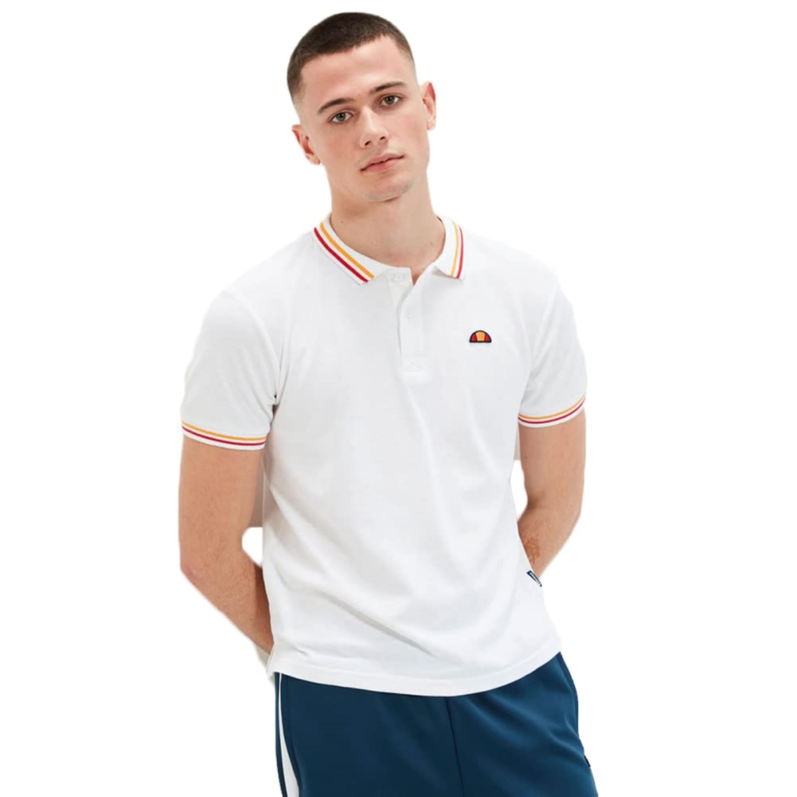 ellesse Men's Rooks Polo Shirt, White, L UK