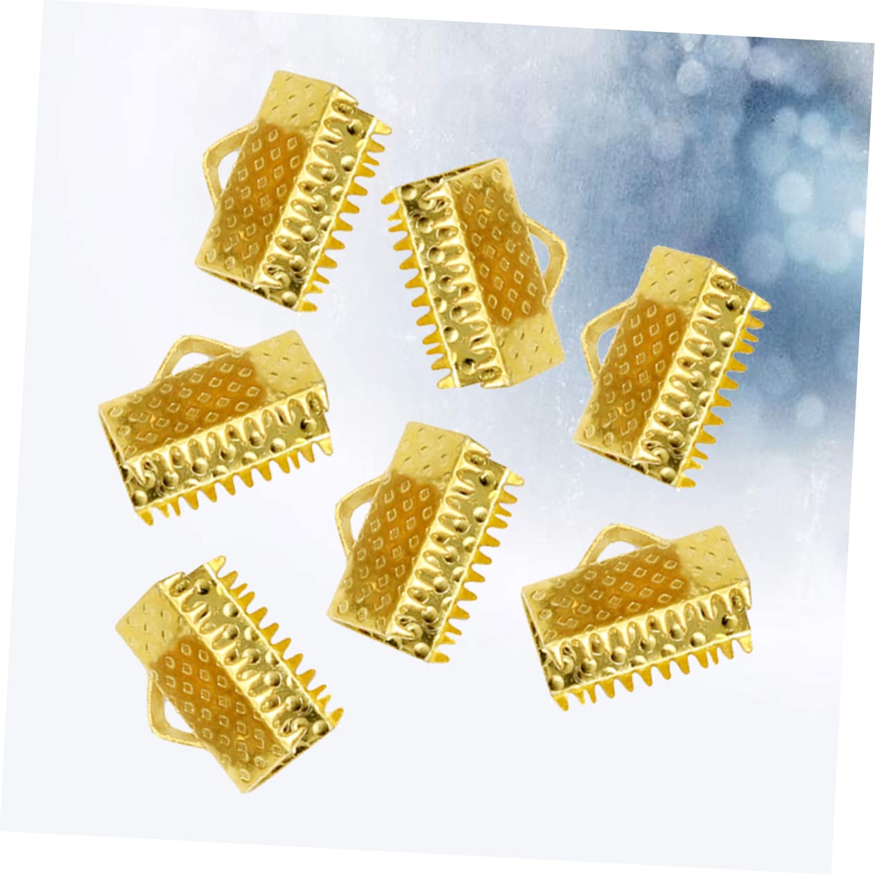 BELLIFFY Gold Cord Jewelry Making Kit Metal Clip for Ribbon Crimp Ends Cord Crimp Clamps for DIY Projects