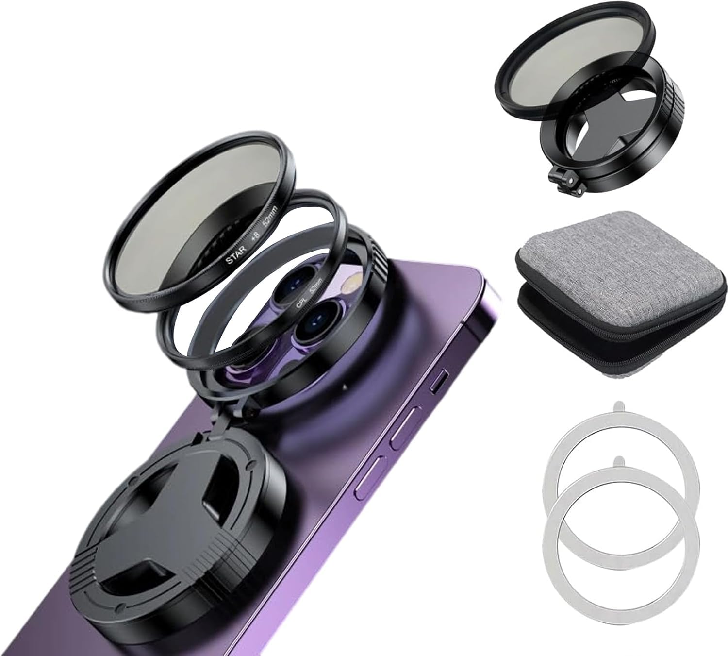 Magnetic CPL Filter for iPhone, Quick Mount for iPhone Filter Lens, Professional 52mm Polarizing Filter for iPhone Compatible with iPhone 12-16, Anti-Glare, Reduces Reflections Enhances Colors (Black)-picture-18