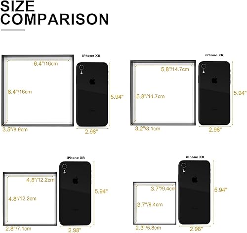 Miniatura 10 de Paquete de 5 cajas de regalo cuadradas anidadas con tapas para regalos, caja de regalo negra con etiqueta de cinta de relleno, caja de regalo