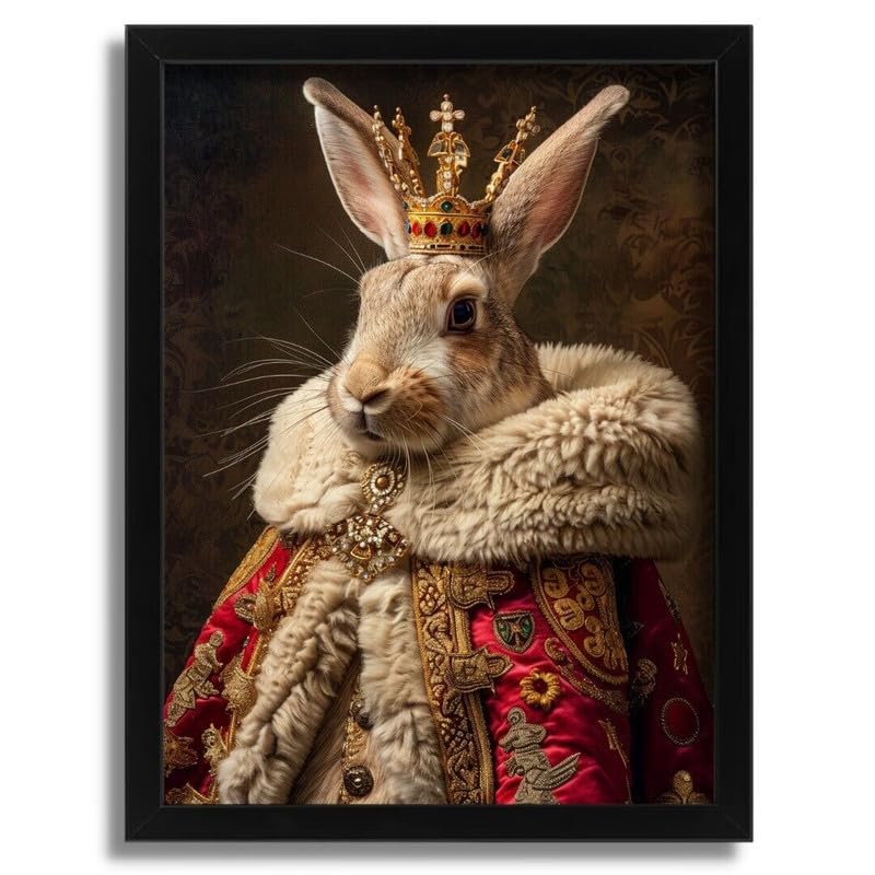 Animal Royal Portrait Art Regal Rabbit King Art Print en toile de prestige