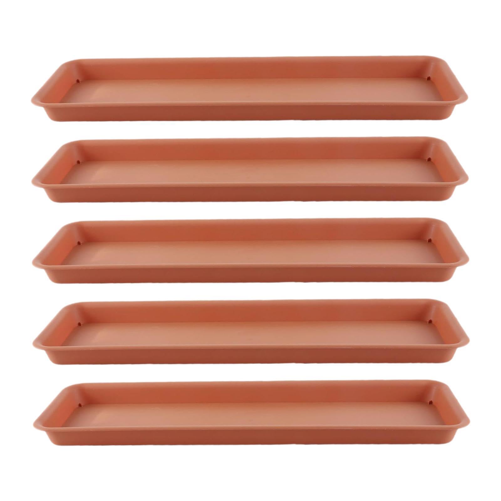 MagiDeal 5x Planter Saucer Trays Plant Drain Saucer, Sturdy, Rectangular Flower Pot Tray Plant Drip Trays for Windowsill, Office Shelf, Red