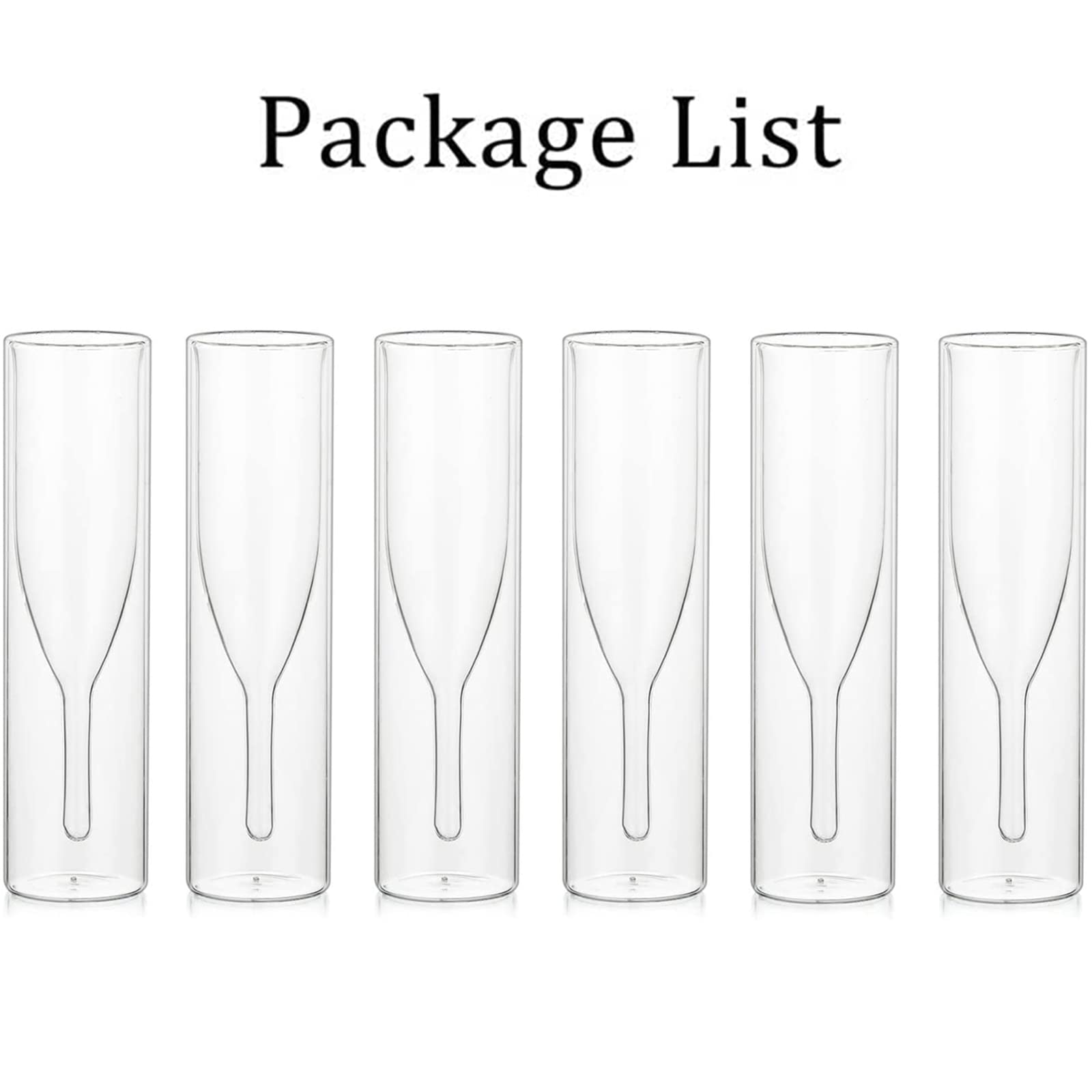 Sziqiqi Verres à Flûte à Champagne en Cristal à Double Paroi, Classics Tulip Goblet, Tasses en Verre Transparent, Verres Soufflés à la Bouche Pour la Restauration, Mariages, Fêtes, Bars (6)