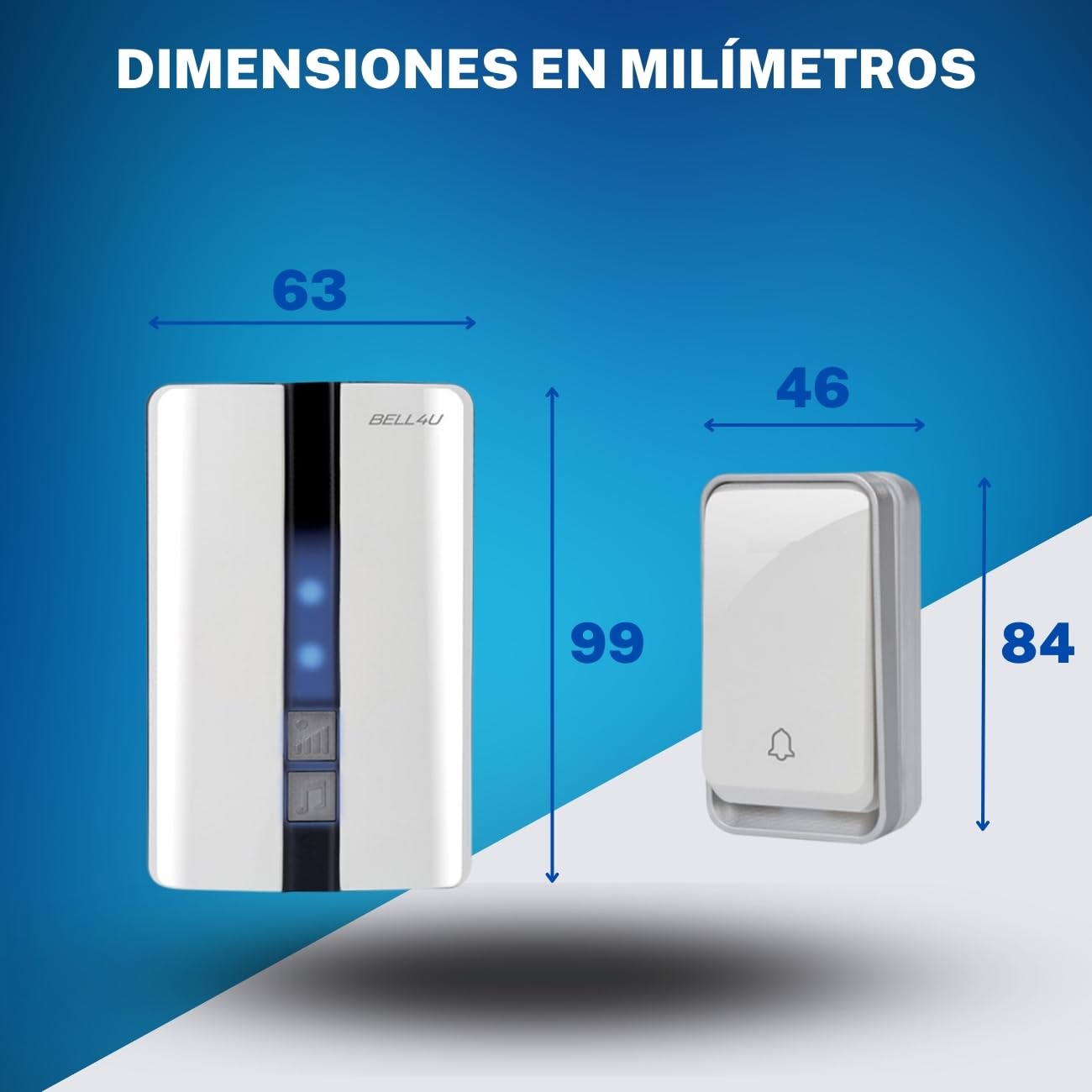 Timbre Inalámbrico 3 Receptor IP65 Impermeable 100m Timbre Inalámbrico Exterior, 4 Niveles de Volumen (0-110dB) y 51 Melodías para Hogar. No Necesita Batería