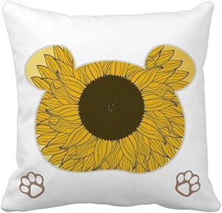 Funda cuadrada de almohada con diseño de girasol, color amarillo