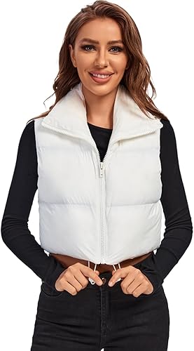 Vista 6 de Fuinloth - Chaleco con relleno, cuello alto, ligero, con cremallera, chaleco acolchado, para mujer