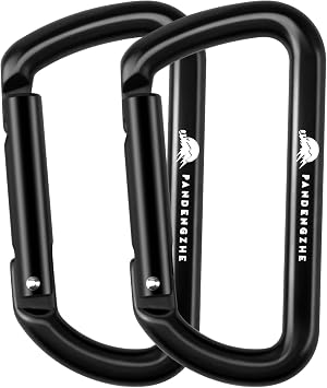 2 Pack Carabiner Clips، 3.2 "Lightweight D Shape Carabeaner، Strong and Heavy Duty Hold Max 12KN 2697 lbs لكل من مقود الكلاب الكبيرة ، التخييم ، المشي لمسافات طويلة ، الأرجوحة ، سلاسل المفاتيح