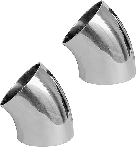BokWin 2 piezas de codo de escape de 45 grados OD 2.5 pulgadas tubo de doblez de acero inoxidable codo tubos de escape para barandilla de escalera