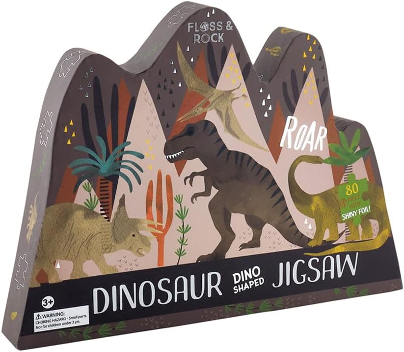 Dinosaur Shaped Midnight Black 16 x 13 Paperboard 80 Piece Jigsaw Puzzle