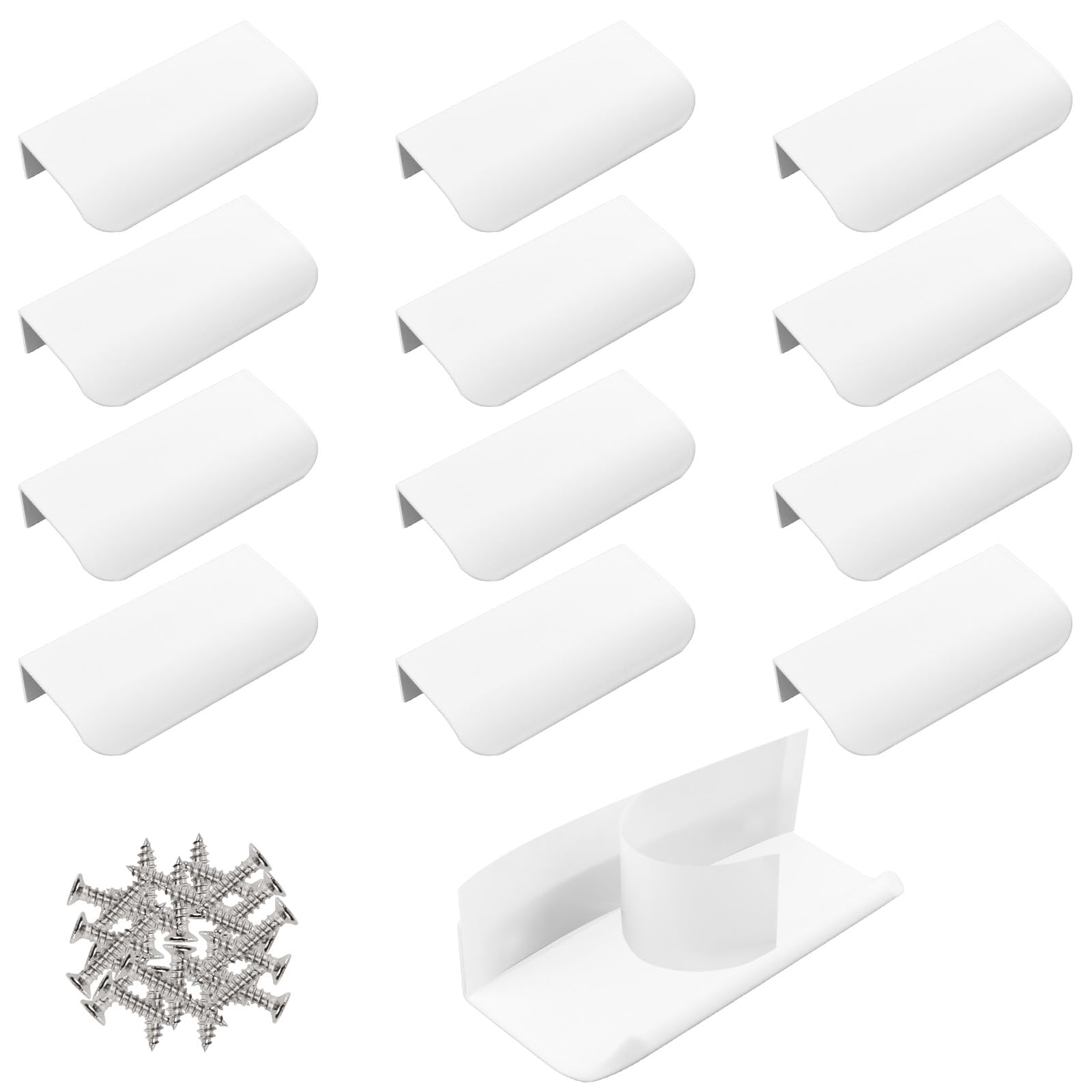MOROBOR 16 Pack Finger Edge Pull, Self-Stick Instant Cabinet Drawer Pulls Concealed Drawer Pulls Modern Style Drawer Handle for Cabinet Hardware Drawer Wardrobe, 80mm/White — image 1