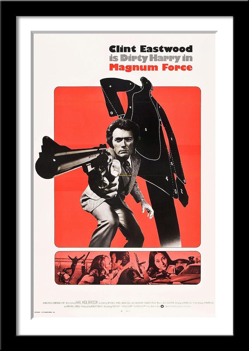Tallenge - Magnum Force- Hollywood Classic Action Movie Poster - Clint Eastwood (Dirty Harry Series)? - Large Poster Framed (Paper,18x24? inches, Multicolour)