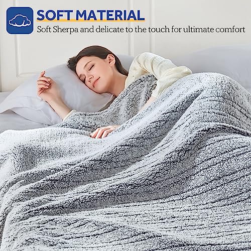 Sealy Electric Blanket Queen Size, Dual Control Soft Sherpa Heated Blanket with 10 Heating Levels & 1 to 12 Hours Auto-Off Settings Over-Heated Protection 84"x90" Machine Washable, Charcoal by Sealy - Image 3
