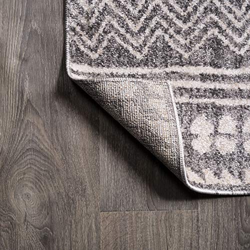 Image of JONATHAN Y Imlil Tribal Stripe Light Gray /Cream Runner Rug, 2x10, Geometric, Bohemian, Casual, Easy-Cleaning for Living Room, Bedroom, Kitchen, Pet Friendly, Non-Shedding (MOH303A-210)