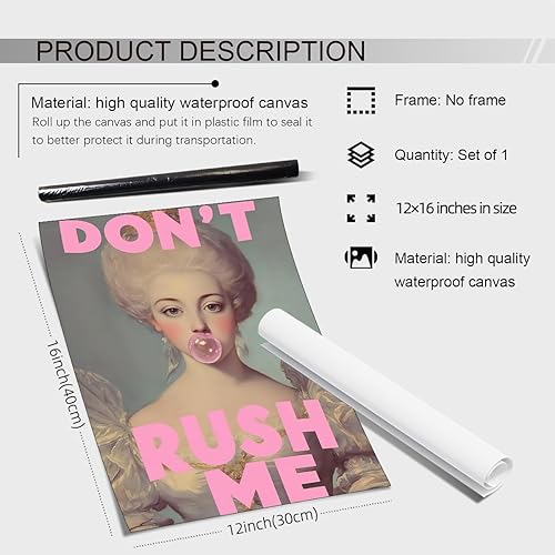 Miniatura 2 de Haitunone Arte de pared con texto en inglés "Don't Rush Me", póster estético victoriano, elegante, femenino, color rosa, para galería, sala de
