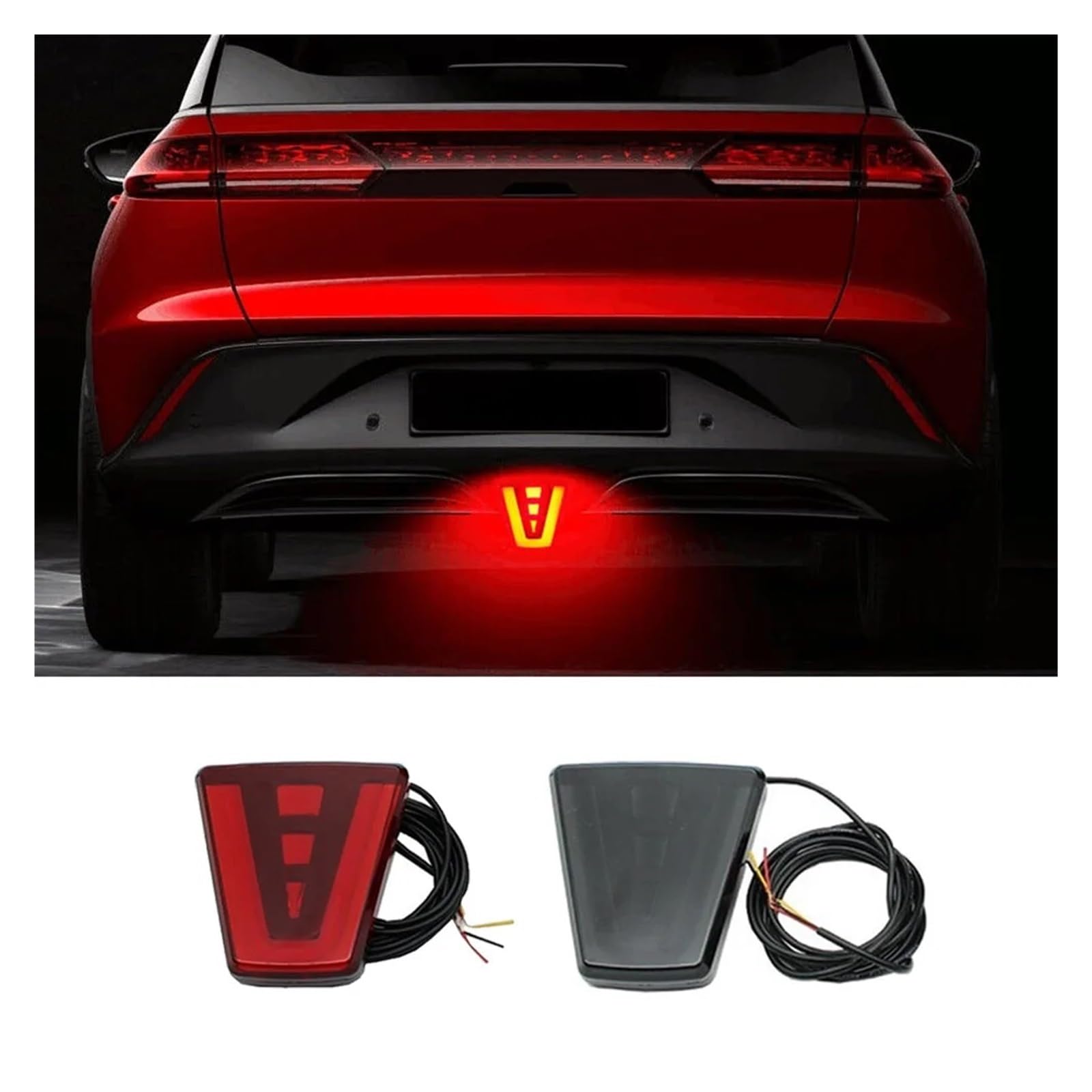 Luz Freno Trasera Alto Nivel Luz De Freno Led Universal Estilo F1 12V Lámpara Estroboscópica Seguridad Trasera LED Triangular para Coche Y Motocicleta(Red)