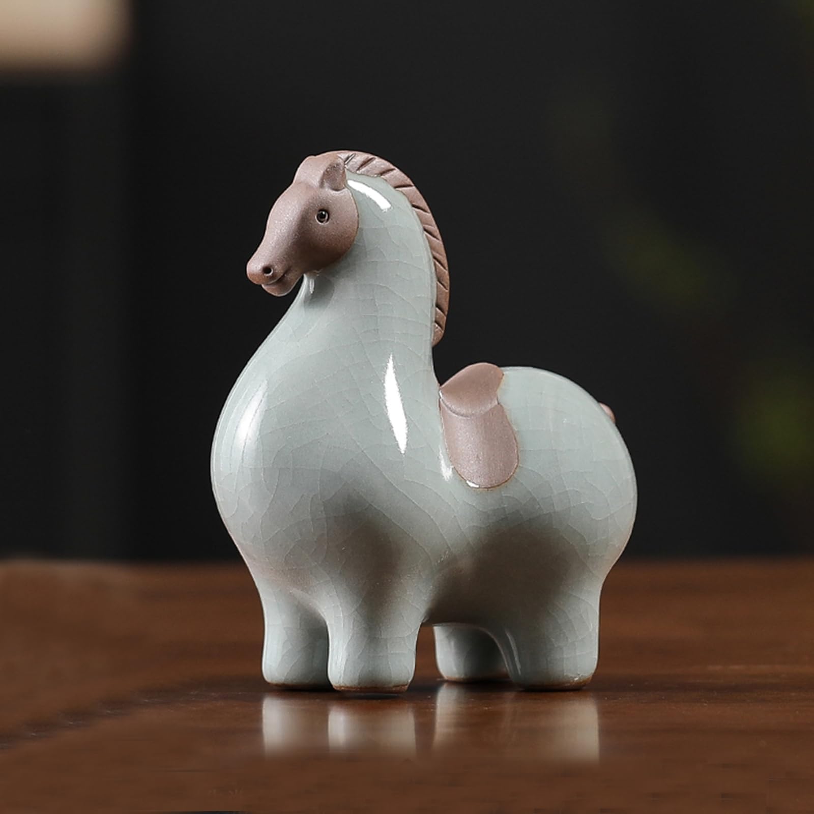 YUZDNM Ceramic animal figurines, Chinese zodiac animal sculptures, symbolizing success and wealth, a lucky gift(#c)