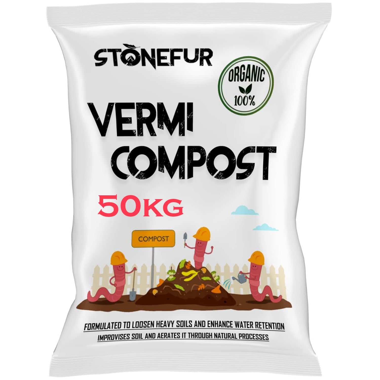 STONEFUR vermicompost for plants 50kg |compost for plants home garden|Organic Vermicompost Fertilizer Manure For Plants 50 kg (B0D1KM31HL) Amazon Price History, Amazon Price Tracker