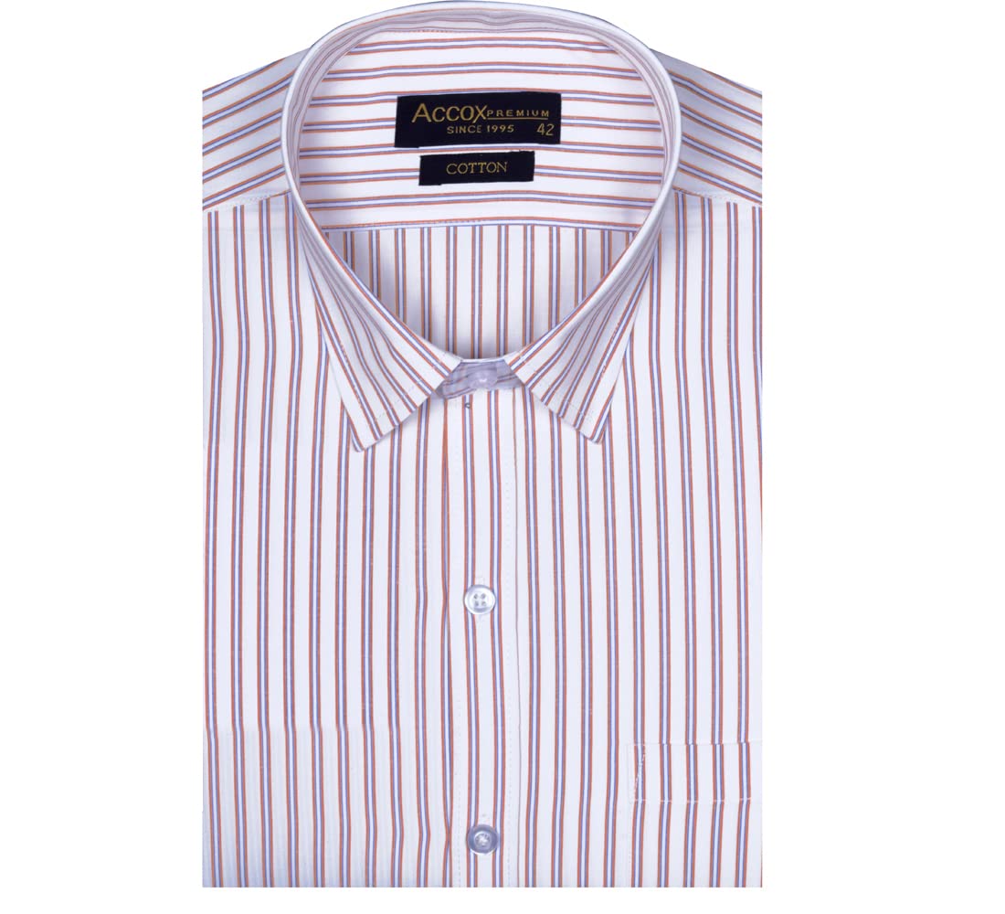 accox Men's Striped Full Long Sleeves Regular Fit Cotton Formal Checkred Shirts(GCR78)-picture-16