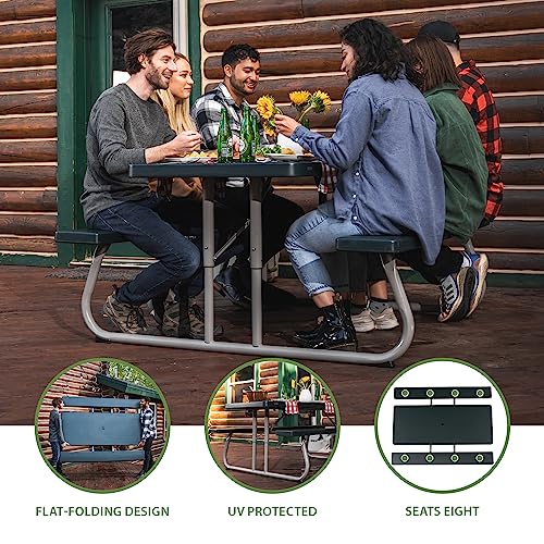 image for Lifetime 22123 Folding Picnic Table, 6 Feet, Hunter Green
