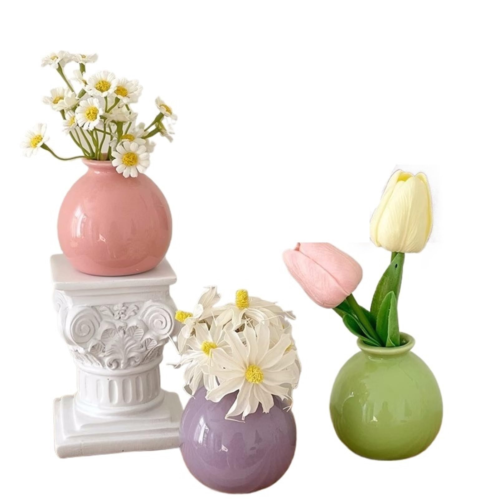 Mini Vase Flower Vase Hydroponics Vases Creative Room Decor Mini Plant Bottle Pots Desktop Ornament Craft(3PCS setE)