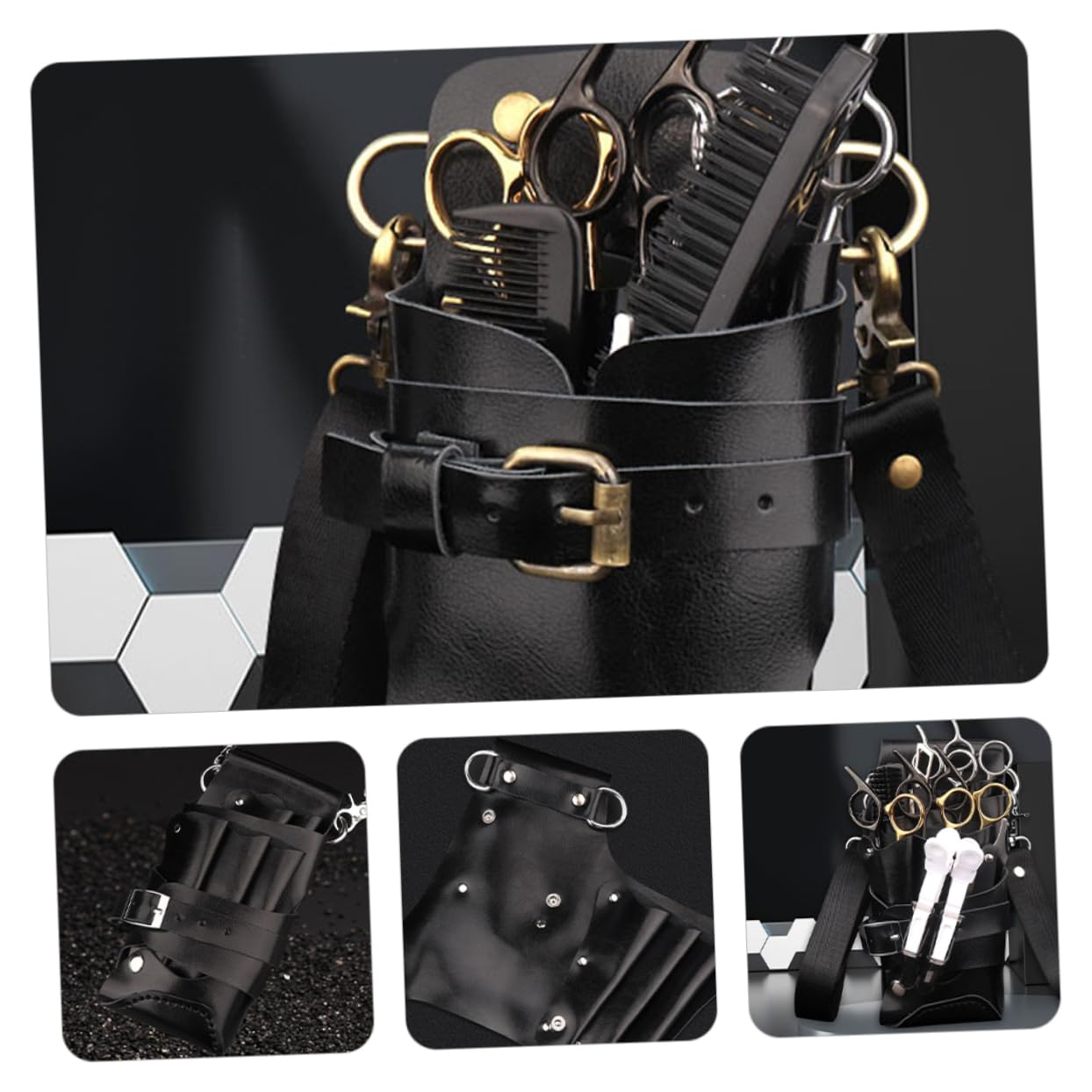 Paquet Banane de Coiffeur Paquet à Ciseaux Professionnel Pochette Rangement Outils Coiffure Portable Grosse Capacité pour Salon de Coiffure