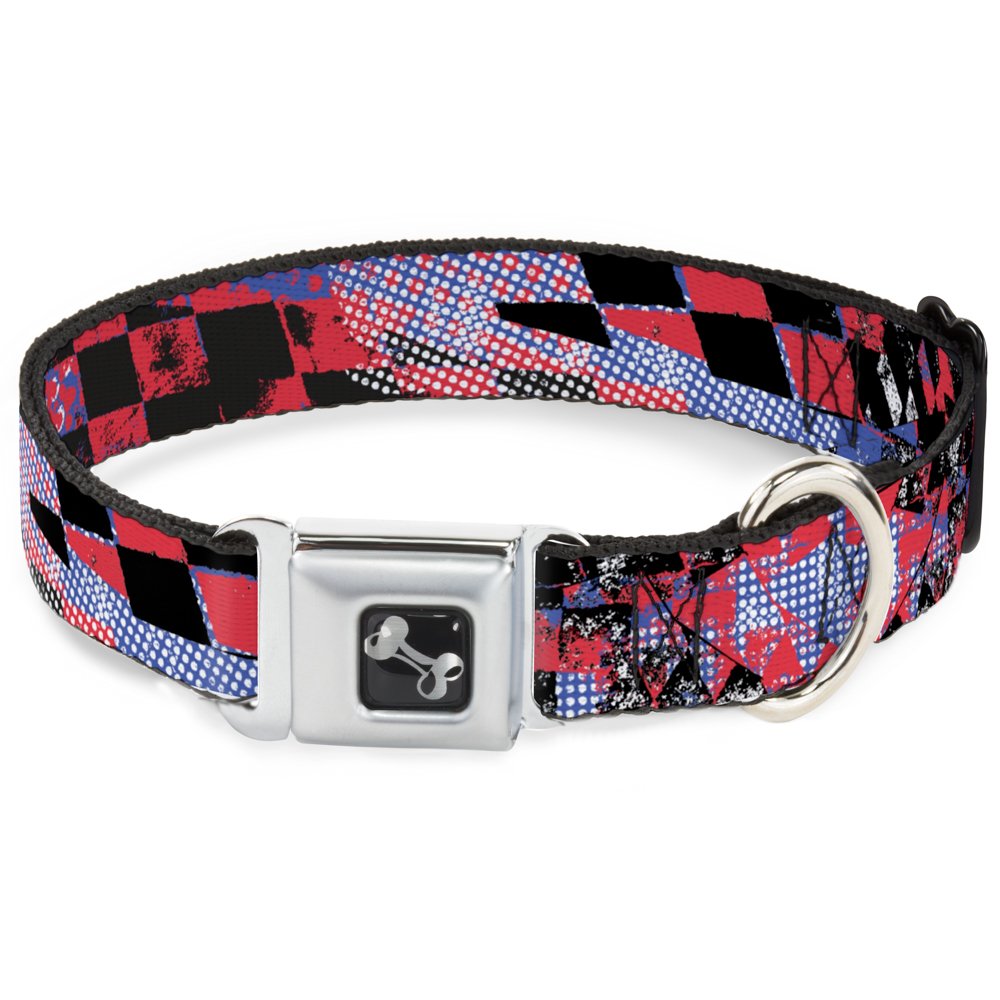 Collier chien Buckle Down DC-W30725-WS bleu rouge taille S avec boucle de ceinture de sécurité