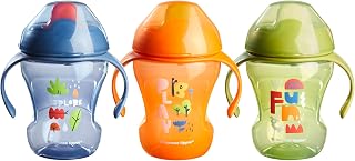 Tommee Tippee Sippee Trainer Cup with Handles, Water Bottle for Toddlers, Spill-Proof, BPA Free, 8oz, 7m+, Pack of 3, Blue, Orange and Green