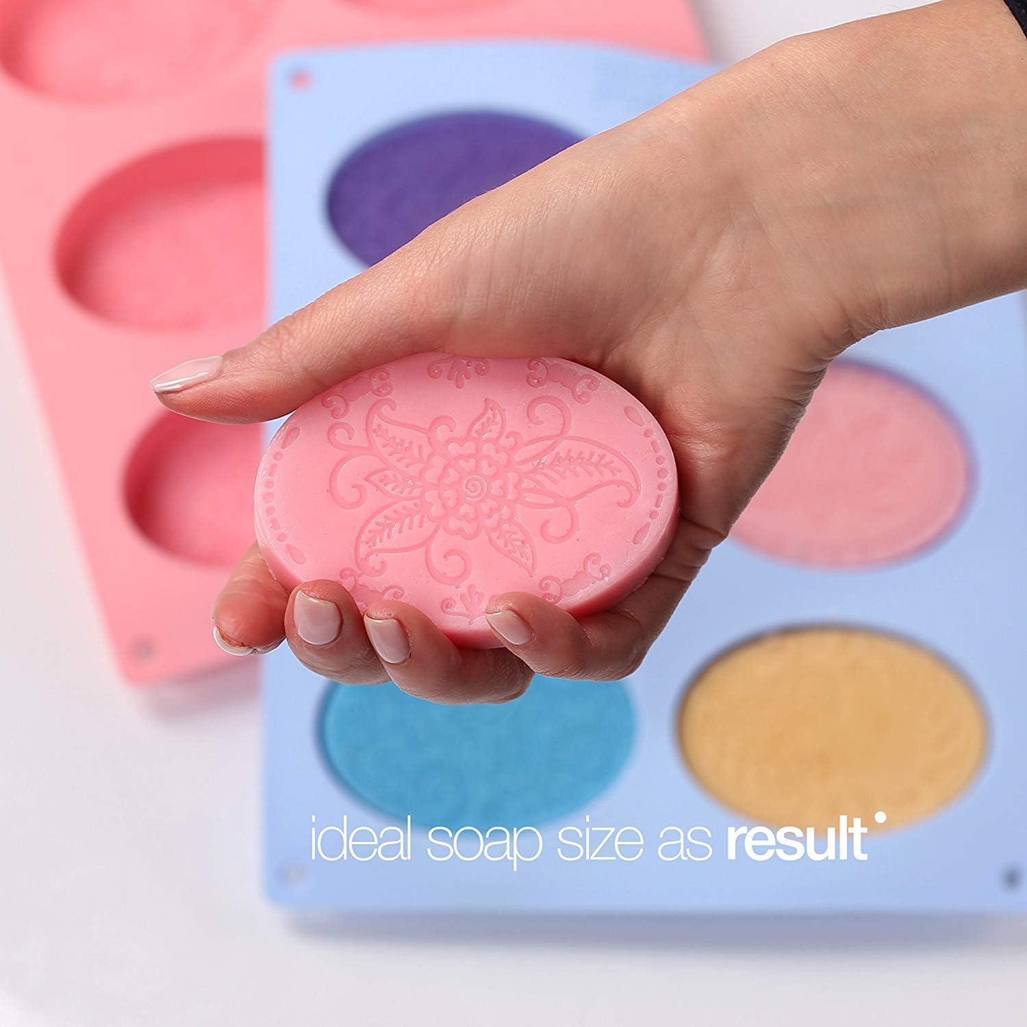 Ellipse Silicone Soap Molds - Set of 2 for 12 Cavities - Mixed Patterns - Soap Making Supplies by the Silly Pops