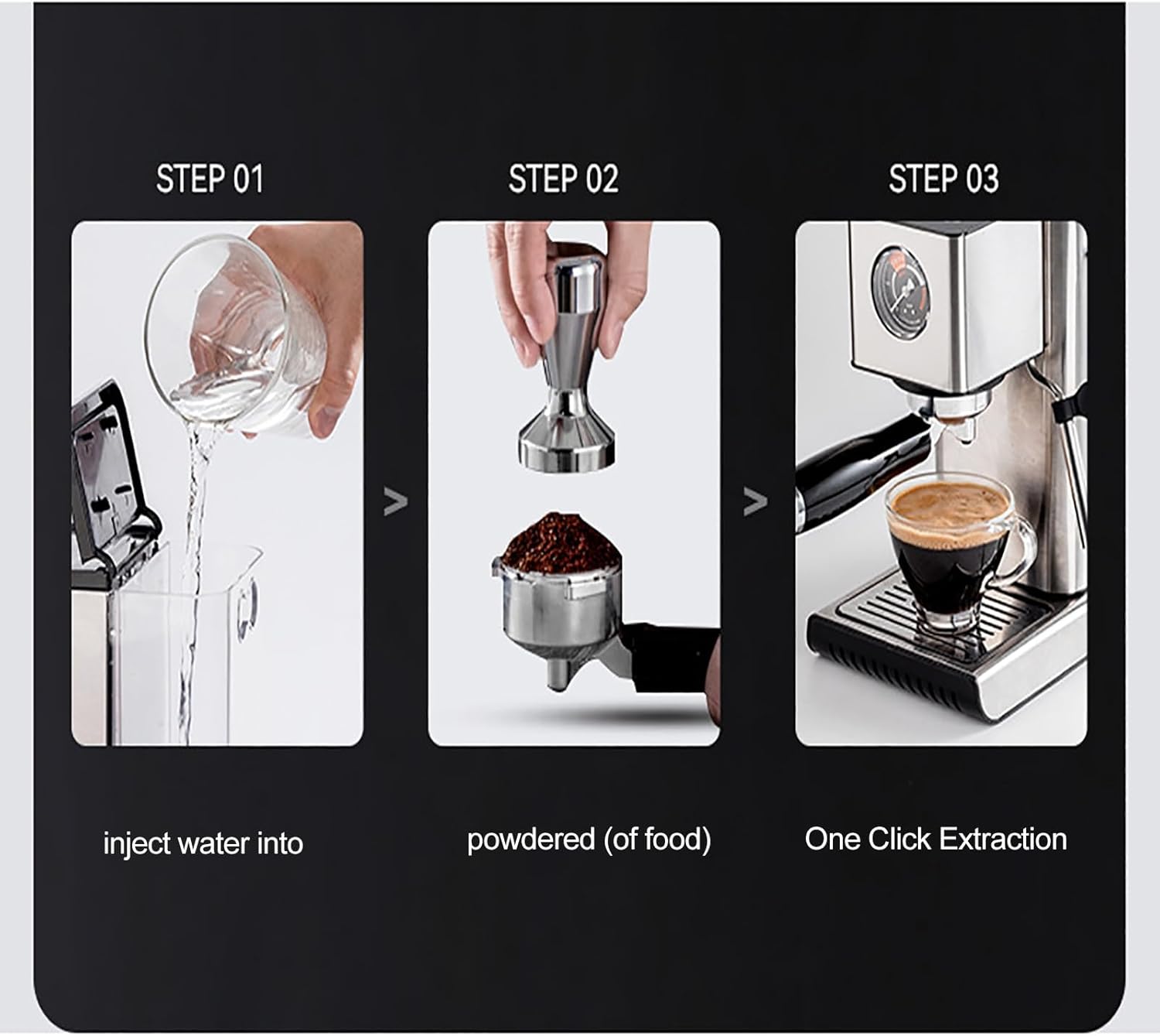 Espresso Machine for Home Use, Semi-Automatic Coffee Machine, 15-bar Pump and Milk Foam Steam Wand, Small Stainless Steel Coffee Maker, with 1.2-Liter Removable Water Tank