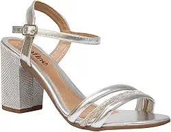 Sandália Feminina Salto Bloco Grosso Tiras Strass Moda Casual Básico Confortável