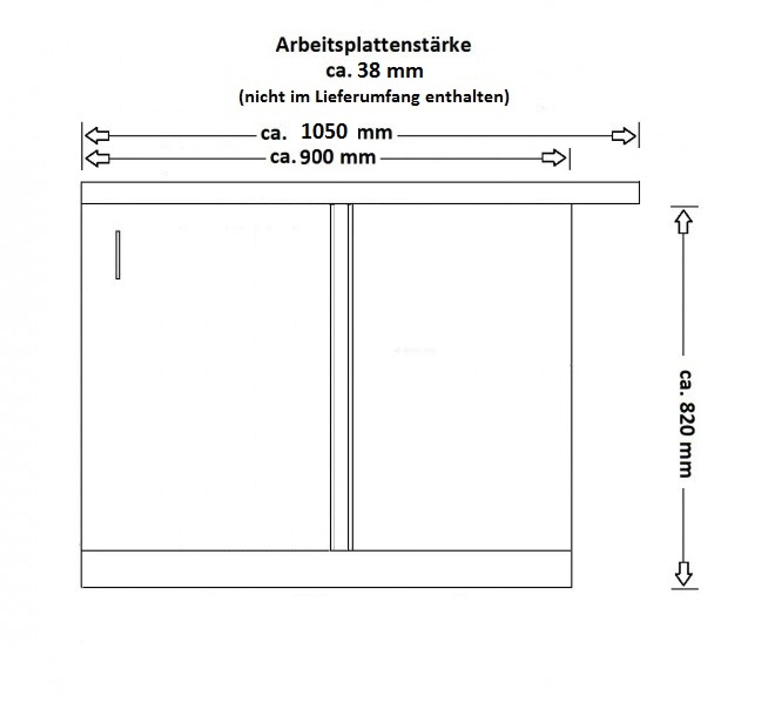 Eckunterschrank 105 Bianca Weiß Hochglanz + Grau Küchenzeile Küchenblock Küche